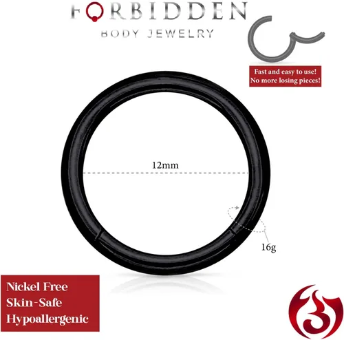 Miniatura 42 de Forbidden Body Jewelry - Piercing para la nariz de acero quirúrgico 316L con bisagra, 14G, 16G, 18G, diámetro de 15/64, 5/16, 25/64, 15/32 pulgadas
