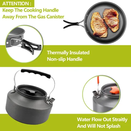 Miniatura 5 de aiGear Camping Cooking Set Cookware Mess Kit with Storage Bag Pot Pan Set Camping Accessories for Outdoor Camping Hiking Picnic Portable and
