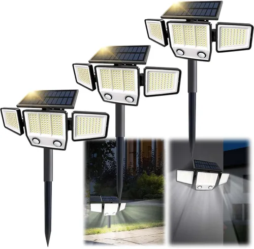 Miniatura 7 de MDCMDCM Luces solares para exteriores con sensor de movimiento, impermeables, 3000 lúmenes, 3 modos, luces de seguridad para exteriores, iluminación