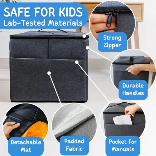 Miniatura 5 de Organizador de almacenamiento de juguetes XL con tapete de juego, bolsa de almacenamiento/caja para niños, niñas, guardería, sala de juegos, canasta