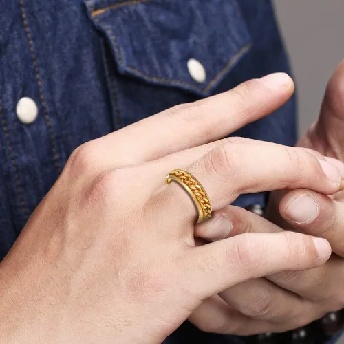 Miniatura 123 de Anillos giratorios para la ansiedad para hombre, anillos clásicos de cadena para mujeres y adultos, anillo de acero de titanio