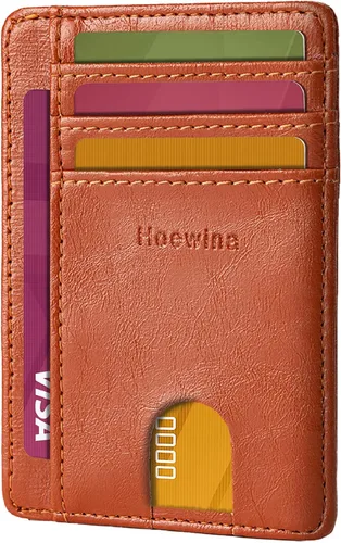 Miniatura 16 de Hoewina Cartera delgada para hombre, bolsillo frontal minimalista con bloqueo RFID, billetera de cuero delgada para tarjetas de viaje, regalos