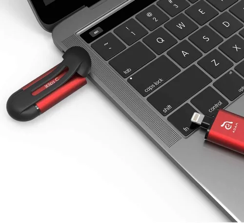 Miniatura 4 de ADAM elements iKlips C MFi certificado Lightning + USB C Flash Drive para iPhone, iPad Pro, Mac, PC, Android, Touch ID/Face ID seguro (negro, 128 GB)