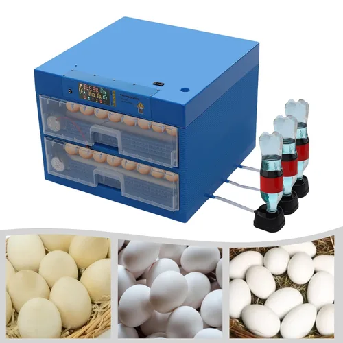 Miniatura 3 de Incubadora de 128 huevos con giro automático de huevos y control de humedad, incubadoras de uso general de 2 capas para incubar huevos con giro