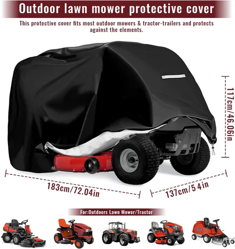 Miniatura 2 de Cubierta para cortacésped de montar - Cubierta para tractor cortacésped de exterior impermeable resistente 420D anti-UV, ajuste universal, cubiertas