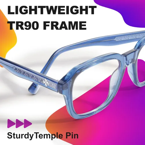 Miniatura 7 de VISOONE Gafas de luz azul de bloqueo con montura cuadrada extragrande de moda para computadora para mujeres y hombres BENNETT Azul Nilo