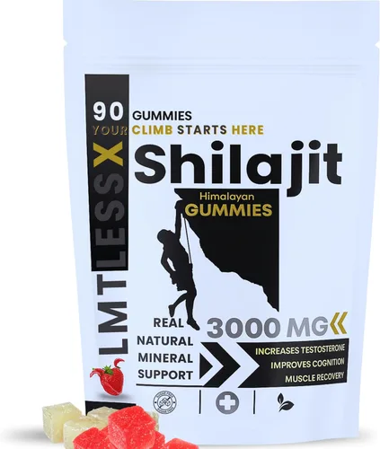 Shilajit - Gomitas para hombres y mujeres, gomitas puras de Shilajit del Himalaya, Gokshura con más de 85 minerales, sabor auténtico, 100% natural,