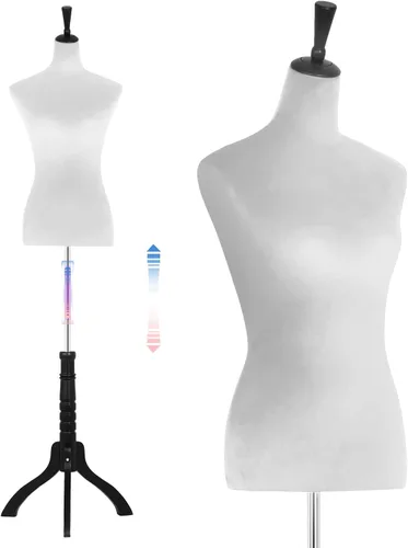 Cuerpo de maniquí femenino, forma de vestido de 60 a 67 pulgadas, maniquí de costura, maniquí de torso con base de trípode de madera, maniquí