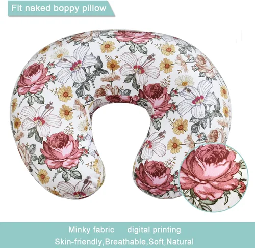 Miniatura 4 de Minky - Funda de almohada para lactancia materna, en forma de U, para bebé, niño y niña, solo funda (flora)