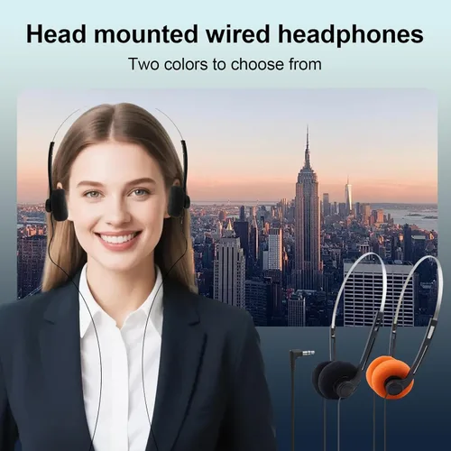 Miniatura 4 de Auriculares retro sobre la oreja con cable, auriculares vintage actualizados con aros, auriculares estéreo de alta fidelidad, auriculares ligeros