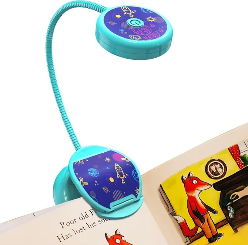 Vekkia Bonita luz de libro recargable, luz de lectura para niños con clip, 3 colores y 3 brillos, peso súper ligero de 1.8 onzas, hasta 40 horas de
