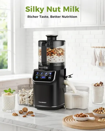 Miniatura 6 de TUUMIIST Exprimidor de prensa en frío 3 en 1, exprimidores de masticación Smart Touch para frutas y verduras enteras, exprimidor lento de 6.5