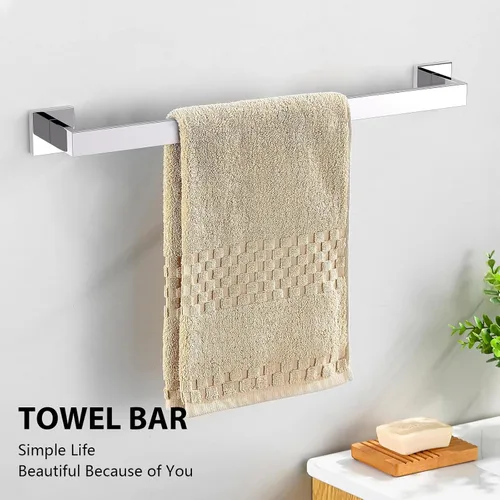Miniatura 2 de YACVCL Juego de 5 piezas de accesorios de hardware para baño 60 cm Barra de toalla Kit moderno de toallero Acero inoxidable montado en la pared