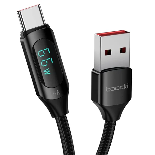 toocki Cable USB A a USB C de 6.6 pies tipo C, cargador de carga rápida 5A PD de 100 W, USB C con pantalla LED, 480 Mbps de datos, trenzado de nylon