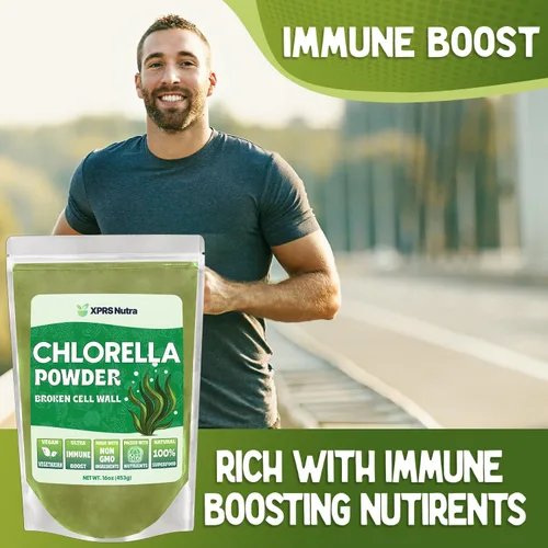 Miniatura 4 de XPRS Nutra Chlorella Powder - Polvo de clorofila de pared celular rota para inmunidad - Chlorella vegana amigable para proteínas completas (16 onzas)