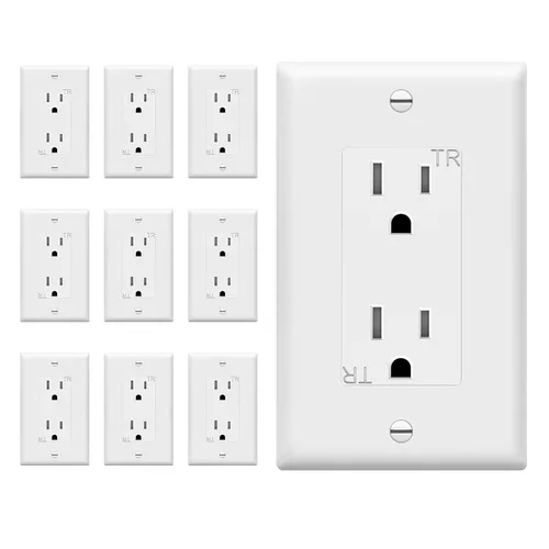 Miniatura 9 de ENERLITES - Toma de corriente decorativa, toma de pared resistente a manipulaciones, acabado brillante, grado residencial, 3 cables, autoconexión a