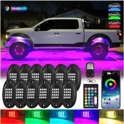Miniatura 15 de 1 Cápsula de Repuesto para Cápsula Dañada para Luces de Roca LED RGB Segmentadas de 12v Luz Inferior Multicolor Impermeable de Neón para Jeep