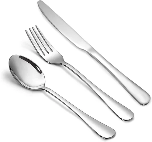 Juego de cubiertos de 24 piezas, juego de cubiertos para 8, juego de cubiertos de vajilla de acero inoxidable de grado alimenticio, juegos de
