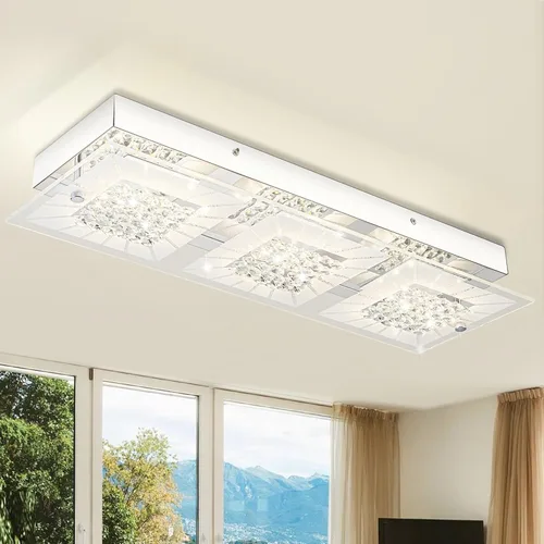 Miniatura 12 de Lámpara de techo de montaje empotrado, luces de techo cromadas de cristal para cocina, lámpara LED de dormitorio de 8.3 pulgadas para baño, pasillo