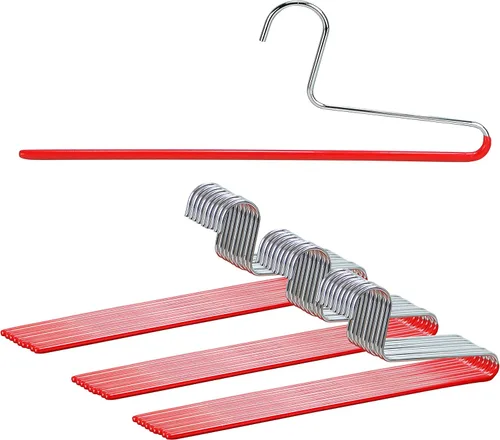 Mawa by Reston Lloyd - Percha antideslizante para ropa que ahorra espacio con una sola barra para pantalones, estilo KH/1, juego de 30, color rojo