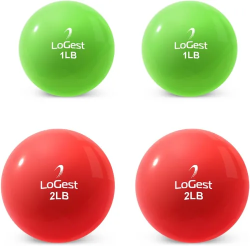 Miniatura 6 de Logest Par de pelotas de ejercicio de tonificación ponderada, bola medicinal de forma redonda, 1 libra, 2 libras, 3 libras, 4 libras, 5 libras, 6