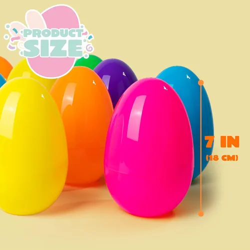 Miniatura 5 de JOYIN 6 huevos de Pascua de plástico jumbo de 7 pulgadas, colores sólidos brillantes, 6 colores surtidos, huevos vacíos para rellenar golosinas