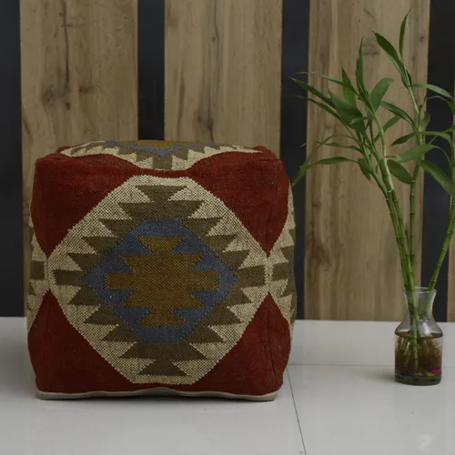 Miniatura 4 de Trade Star Funda tejida a mano para puf kilim, funda decorativa para puf de asiento hecho a mano, funda de puf otomano de lana de yute auténtico