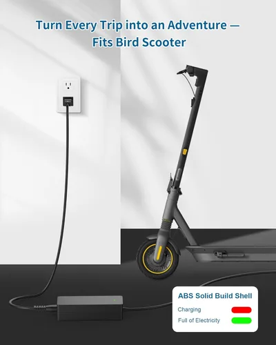 Miniatura 6 de VHBW Cargador de 42V 2A para batería de scooter de iones de litio de 36V, enchufe DC ID de 0.315 in OD 0.197 in, para Bird Air/Flex/One, Xiaomi
