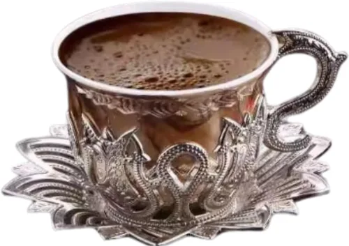 Miniatura 3 de Juego de 6 tazas de café expreso turco otomano con platillos y soportes, diseño de mármol marrón, porcelana árabe, griega, mini taza de café griega