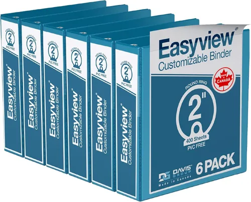 Miniatura 28 de Easyview - Carpetas prémium de 3 anillas con cubiertas transparentes y anillos redondos, carpetas para la escuela u oficina, 1 pulgada, paquete