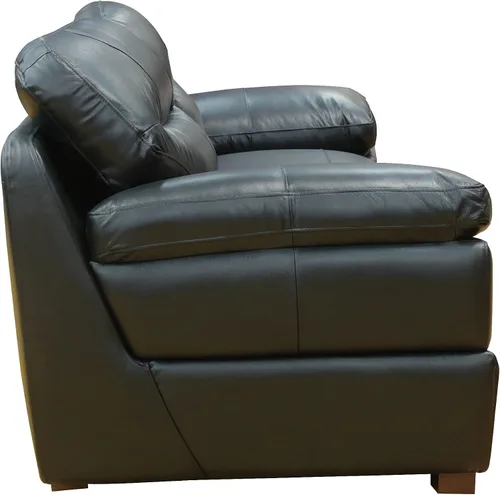 Miniatura 5 de Sunset Trading Jayson - Sofá negro de cuero de grano superior de 89 pulgadas de ancho, asiento profundo