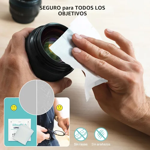 Miniatura 3 de 200 unidades de toallitas para lentes de gafas, toallitas limpiadoras de lentes de gafas prehumedecidas envueltas individualmente libres de rayones