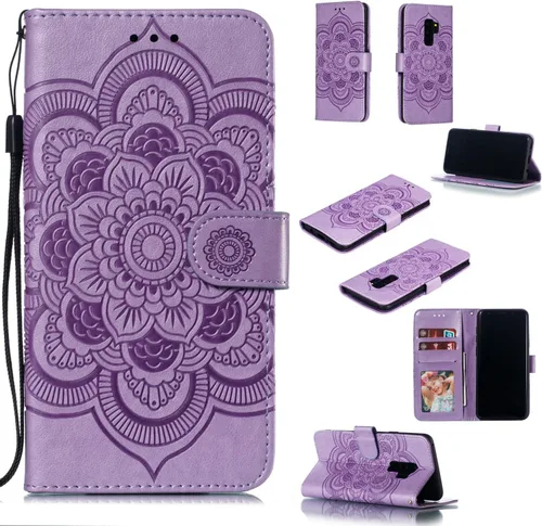Miniatura 11 de EYZUTAK Funda de cuero con diseño de mandala para Samsung Galaxy S8, con tapa y ranuras para tarjetas, soporte magnético, funda protectora ultra