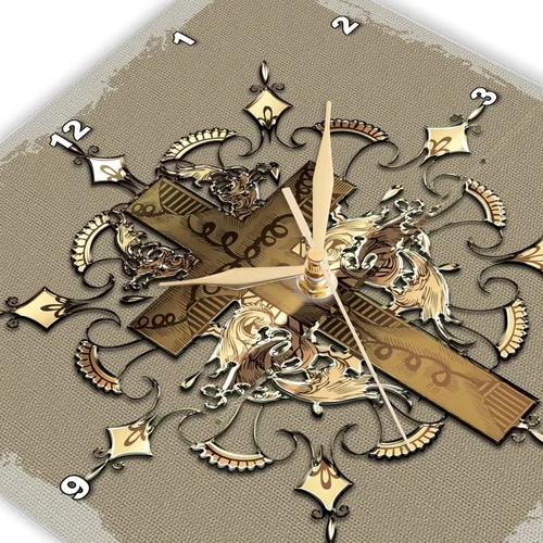 Miniatura 3 de 3dRose Cruz decorada de bronce - reloj de pared, 10 por 10 pulgadas (DPP_54377_1)