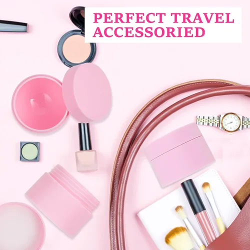 Miniatura 6 de Recipiente de plástico blanco para loción con forros interiores y tapas de cúpula para maquillaje, cosméticos, cremas, lociones, almacenamiento Rosa