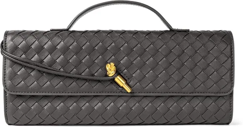 Miniatura 23 de Joryin Bolso tejido para mujer, bolso de mano de cuero tejido, bolso cruzado, bolso formal de noche, cuero vegano