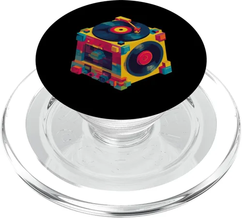 Miniatura 8 de Dados de vinilo coloridos con diseño retro de tocadiscos PopSockets PopWallet para MagSafe