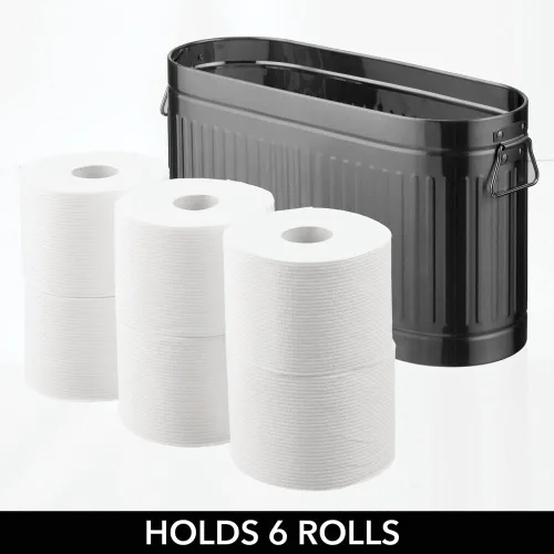Miniatura 3 de mDesign Organizador grande de papel higiénico de acero, contenedor de almacenamiento de 6 rollos para suelo de baño, se adapta debajo del fregadero