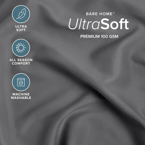 Miniatura 3 de Bare Home - Juego de sábanas y fundas de almohadas de microfibra ultrasuave de 1,800 hilos y doble bolsillo, doble cepillado, bolsillo profundo, 02