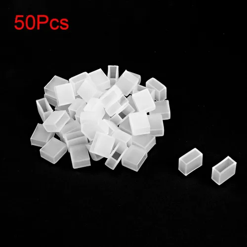 Miniatura 2 de uxcell 50pcs Silicona Plug Fit 3528 0.315 in de ancho LED Tubo Tira Luz Tapa Tapa Tapa Blanco