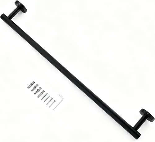 Miniatura 10 de SEIDO Toallero con 9.6 pulgadas de longitud utilizable, barra de toalla negra de acero inoxidable 304 para pared de baño, toalleros de una pieza