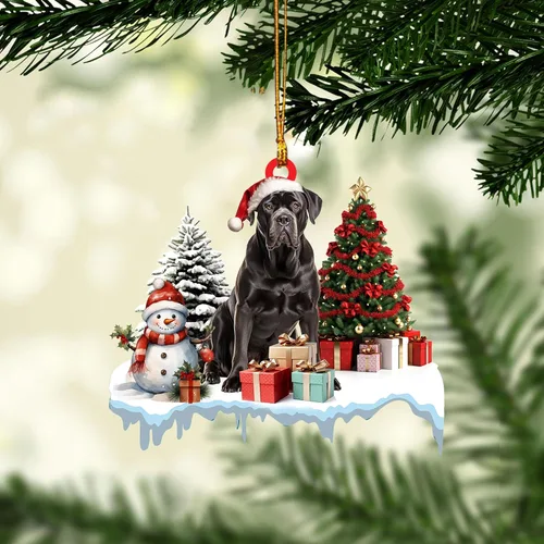 Talataca Cane Corso - Adorno de Navidad plano 2D, cajas de regalo Cane Corso, decoración de árbol de pino, colgante de casa colgante para recuerdo