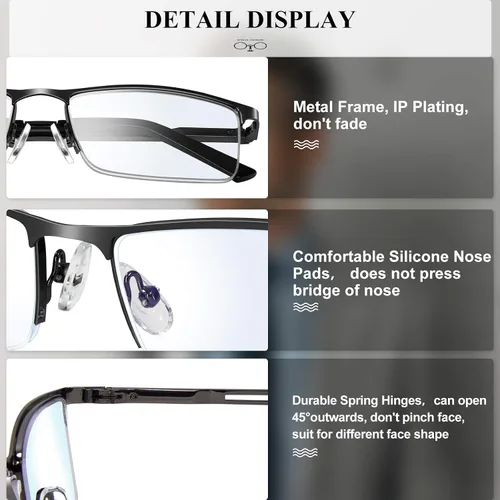 Miniatura 5 de Lcbestbro Gafas de lectura para hombre, 0.5 con bloqueo de luz azul, lentes de lectura para lectores de metal