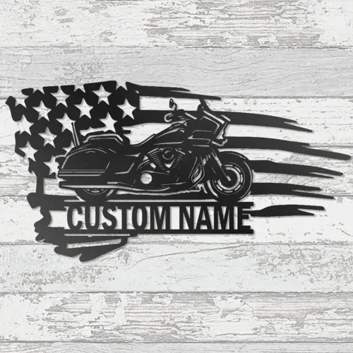 Miniatura 9 de Letrero con nombre personalizado, letrero de metal para motocicleta, decoración de pared con nombre de familia, decoración rústica para el hogar
