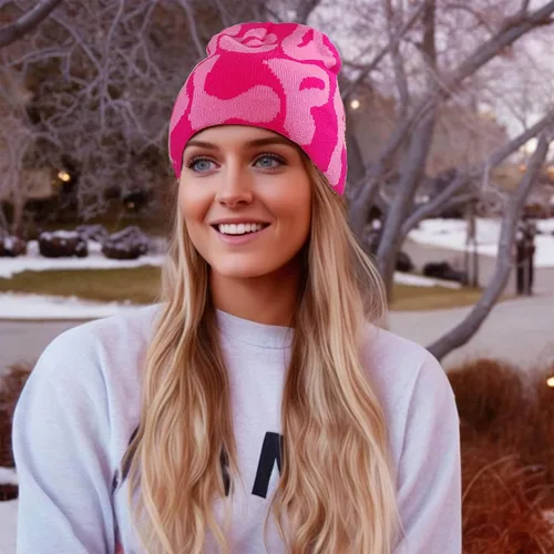 Miniatura 3 de Graphic Beanie Y2k - Gorro de invierno para mujer, ideal como regalo, color blanco y negro