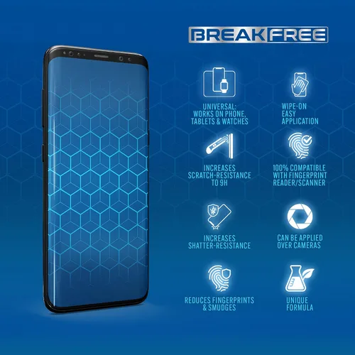 Miniatura 4 de BREAK FREE Protector de pantalla de vidrio líquido con cobertura de $250 Nano protección resistente a arañazos y roturas para todos los teléfonos