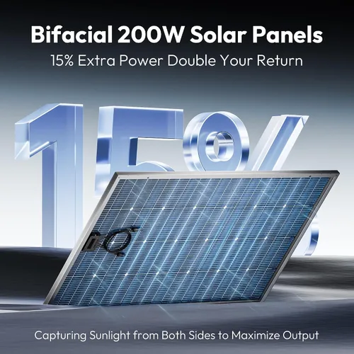 Miniatura 2 de Epoch Paneles solares biaciales de 200 W, panel solar monocristalino de 16 BB de 12/24 voltios, módulo solar impermeable de alta eficiencia