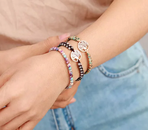 Miniatura 126 de ZOSOJONA - Pulseras bohemias hechas a mano de piedra natural, que dan vuelta, con cuentas de cristal de turquesa