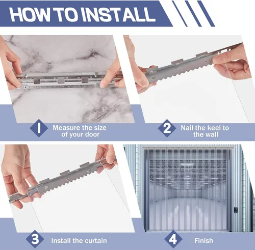 Miniatura 4 de Juexica Kit de cortina de puerta con tiras de plástico de 72 x 84 pulgadas 0.08'' de grosor, cortinas para entrada de refrigerador, cortinas