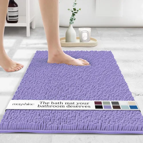 Miniatura 47 de MAYSHINE Alfombra de Baño de Chenilla Afelpada Extra Suave, Súper Absorbente, Alfombra de Baño Antideslizante Microfibra Esponjosa